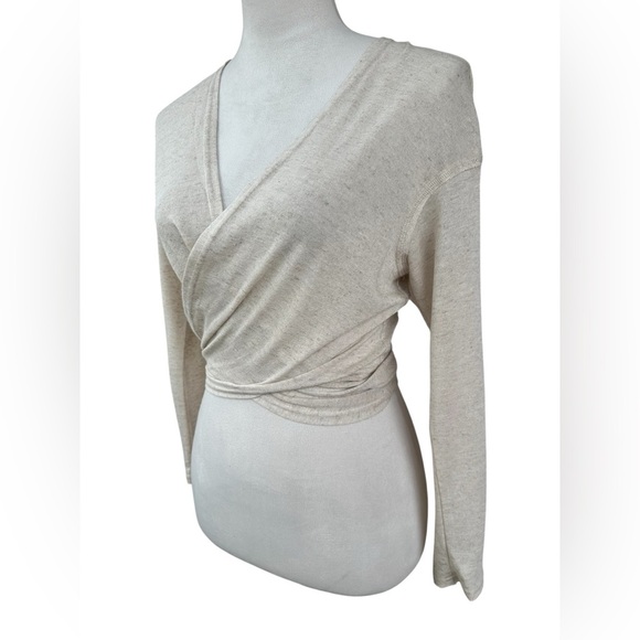 Free People Beach Oatmeal Tie Wrap Crop Top NWT - Picture 5 of 7